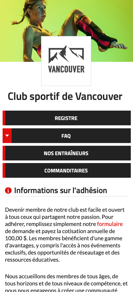 Exemple d’événement sportif (version mobile)